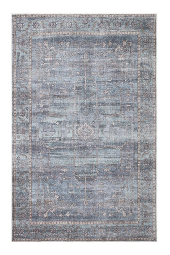 Saveh Mashad Blå - Tvättbar Bomullsmatta - K/M Carpets | Mattfabriken