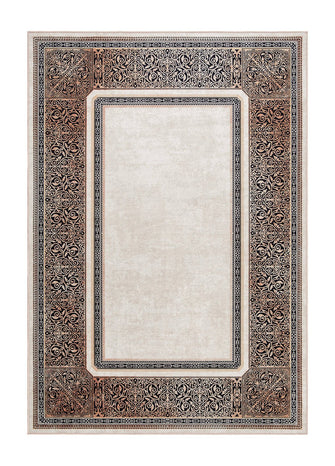 Bordeaux Frame Creme - Tvättbar Polyestermatta - K/M Carpets | Mattfabriken