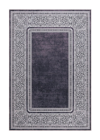 Bordeaux Frame Charcoal - Tvättbar Polyestermatta - K/M Carpets | Mattfabriken