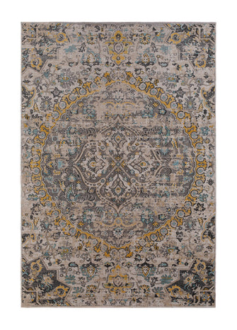 Tibet Medallion Grå/Gul - Flatvävd matta - K/M Carpets | Mattfabriken