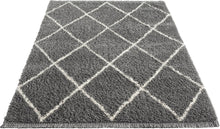 Woolly Shaggy Romb Grå - Ryamatta med fransar - K/M Carpets | Mattfabriken