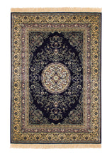 Casablanca Medallion Blå - Konstsilkesmatta - K/M Carpets | Mattfabriken