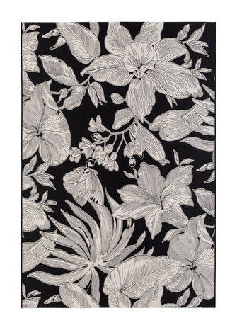 Domani Flower Svart - Indoor/Outdoor - K/M Carpets | Mattfabriken